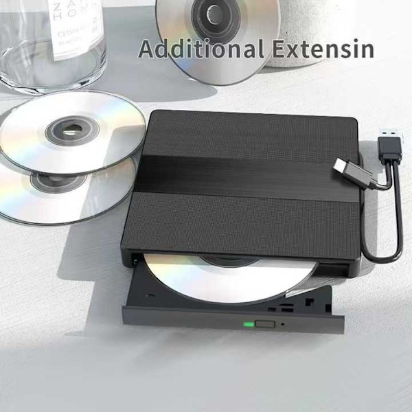 Ekstern CD/DVD RW Drev USB 3.0 USB C, til Laptop PC Windows 11 10 Linux OS Mac