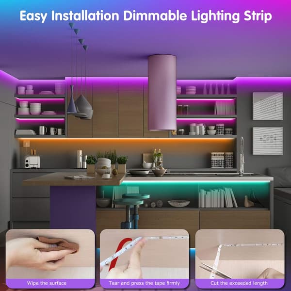 LED-strips Vandtæt RGB LED-lys med Bluetooth-kontrol, 2 meter