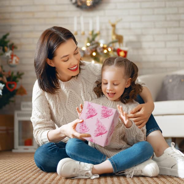 Julklappspapper Rosa Julgransmönsterpapper (43CMX 300CM)