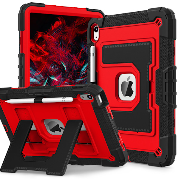 Fodral för iPad 10.2 7:e (2019)/8:e (2020)/9:e (2021) Anti-Fall Ställ (röd)