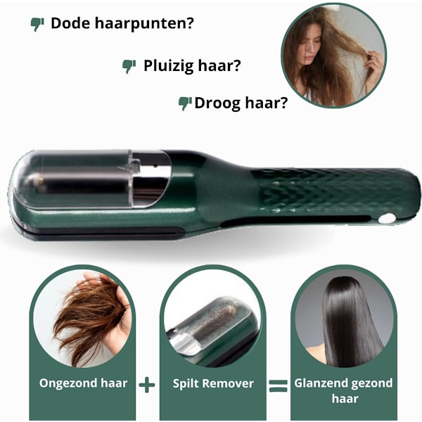 Split Ender for delte tupper - Trådløs fjerner av delte tupper - Split End Trimmer - Lysegrønn