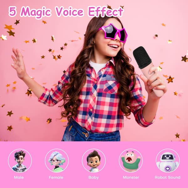 Mini Karaoke -laite lapsille, kannettava Bluetooth-kaiutin 2 mikrofonilla (musta)