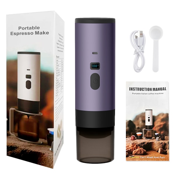 Bärbar Kaffemaskin 3 I 1 Elektrisk Koncentrerad Pump Typ Extraktion Pulverkapsel Dubbel Användning Lila