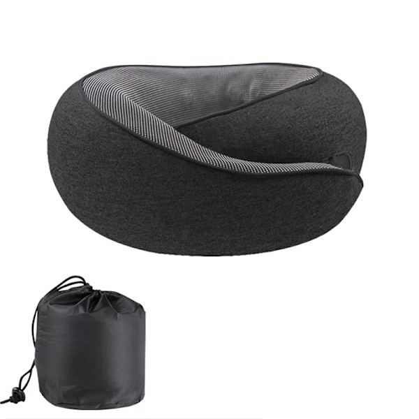 Nackkudde Memory Foam U-formad Portabel Resekudde Bekväm Nackstödskudde (Svart)