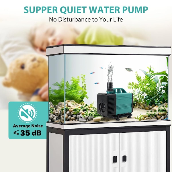 Upotettava vesipumppu suihkulähteeseen (4000 l/h, 85 W) 4 suuttimella, 4,5 metrin nostokorkeus