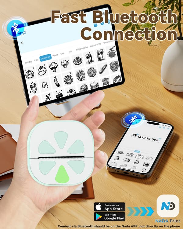Bluetooth termisk printer med 3 ruller 57 mm trykpapir
