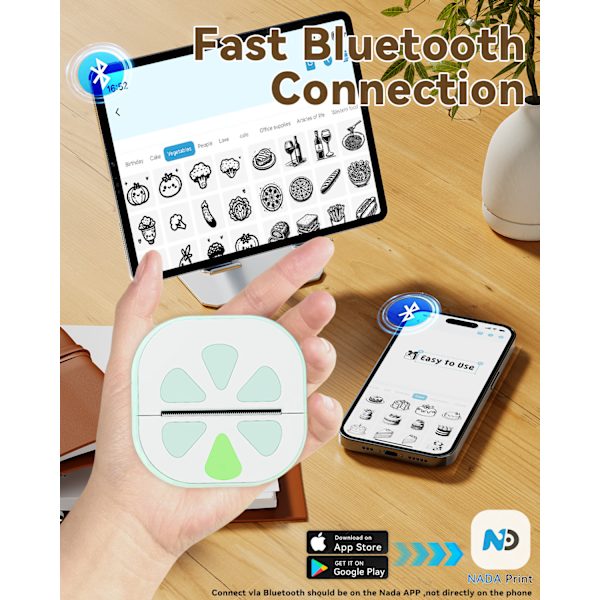 Bluetooth termoskrivare med 3 rullar 57 mm tryckpapper
