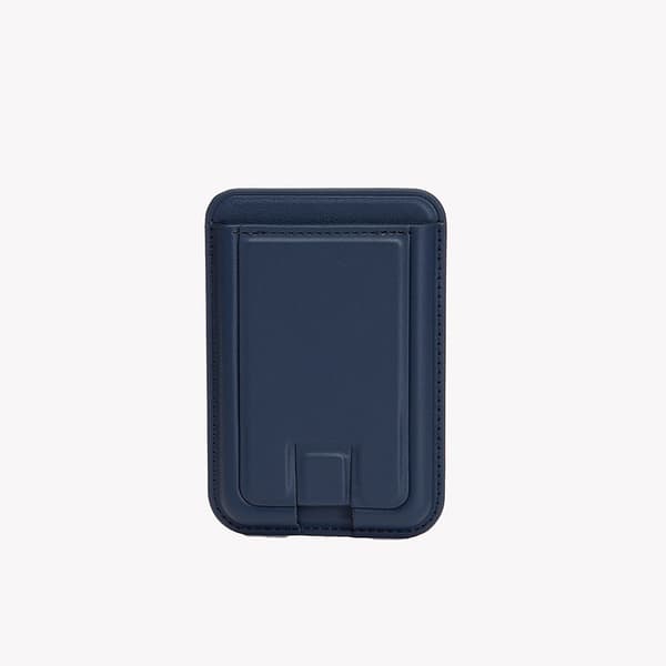 Magnetisk pung 2 i 1 MagSafe Magnetisk læderkortholder, foldbart stativ (Dark blue)