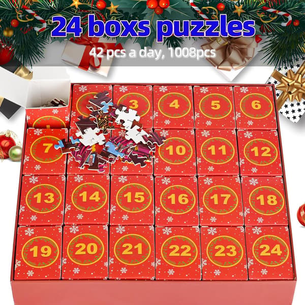 Adventskalender, 24-ruters puslespill julekalender (Type J)