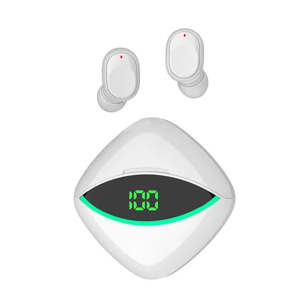 True Wireless Bluetooth Hörlurar In-ear digital display, hög ljudkvalitet, lång batteritid Vit