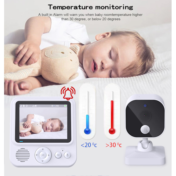 AMB900 Babyalarm 720P HD 2,8-tommers Skærm Tovejs Stemme Intercom Nattesyn Infrarød