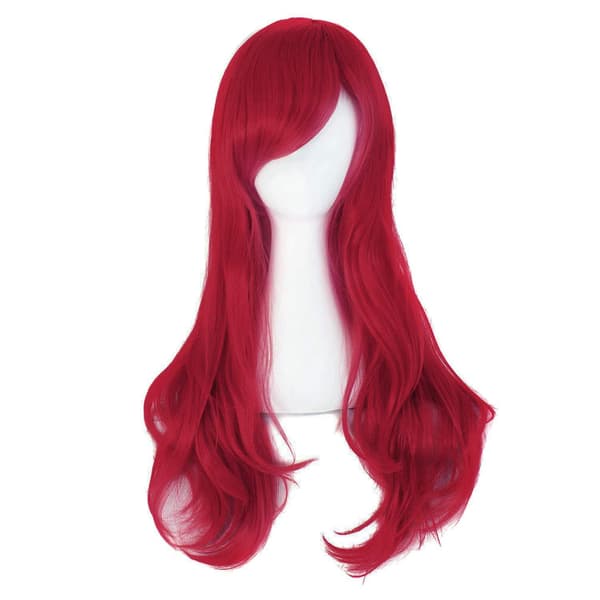 Peruk Anime lång lockig peruk 70CM (Mörkröd)