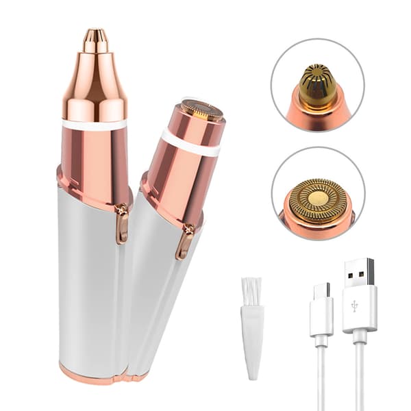 Epilator, 2-i-1 Ansiktshyvel, ögonbrynstrimmer (Vit)
