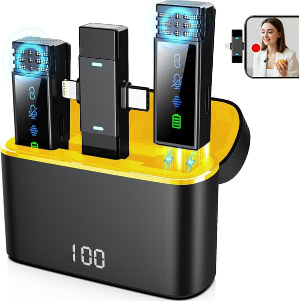 Professionell Trådlös Lavalier Mini Mikrofon För Iphone Ipad Android För Intervjuinspelning Vloggning Livestreaming Gul