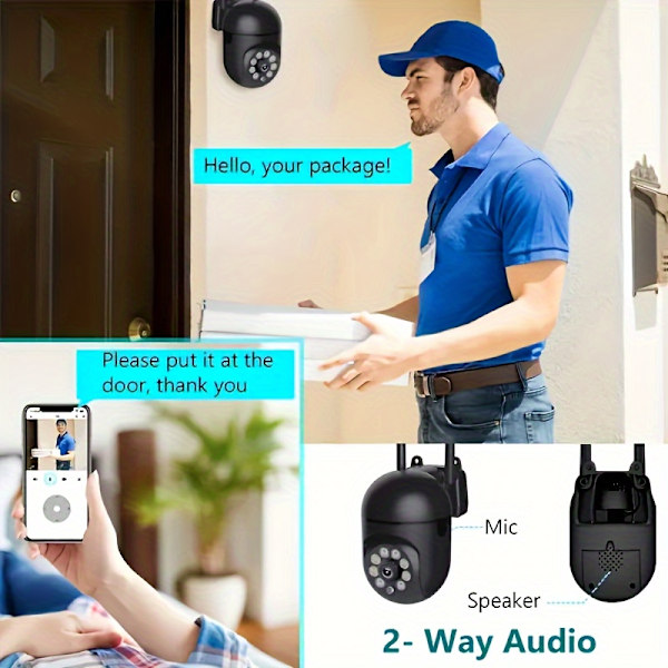 Smart WiFi-kamera med färg Night Vision Inomhus/Utomhus Tvåvägs Audio