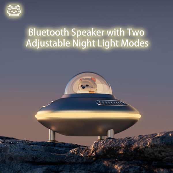 Bluetooth-högtalare med nattlampa Bluetooth 5.4 och Aux- och TF-kortingång Silver