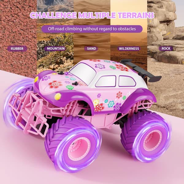 Fjernstyret bil, pink offroad-legetøjsbil, som gave til piger