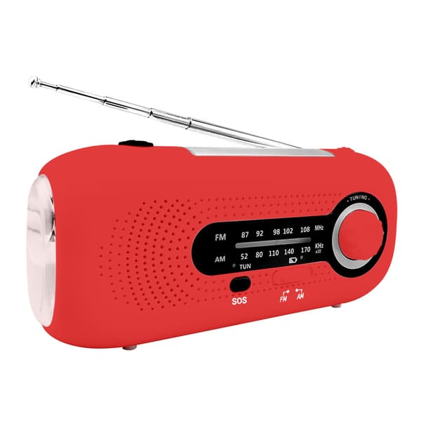 Multifunksjonell Håndsveiv Nød-solcelle radio 2000mah (rød)