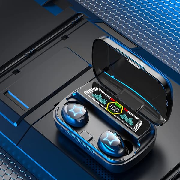Ægte trådløse Bluetooth hovedtelefoner Bluetooth in-ear earbuds til iOS Android Sort