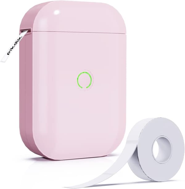 Bluetooth termisk skriver med 1 rull etikettpapir rosa