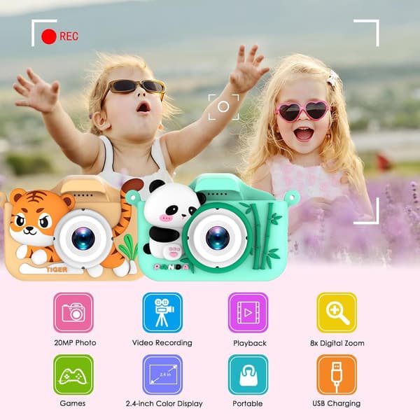 Barnkamera Mini Tecknad Kamera, Digitalkamera Lämplig För Barns Julklappar (32G-Rosa)