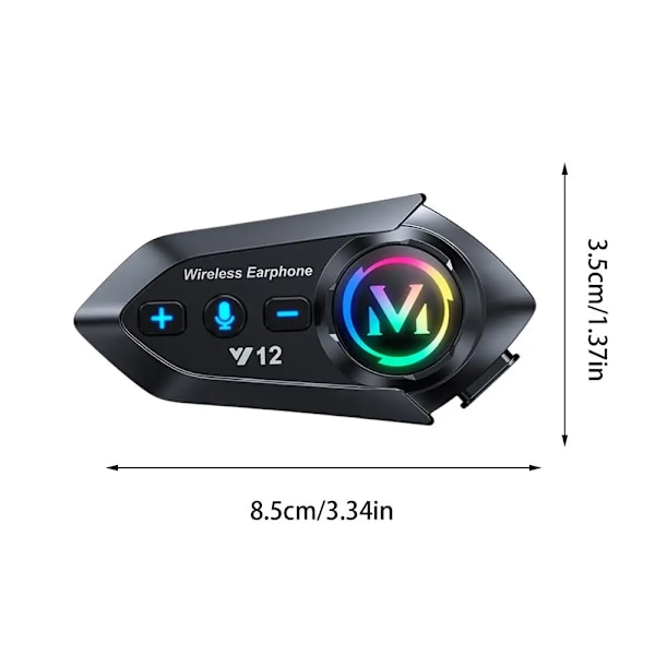 Bluetooth Motorcykelhjälm Intercom Headset V12 Svart