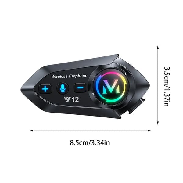Bluetooth Motorcykelhjelm Intercom Headset V12 Sort