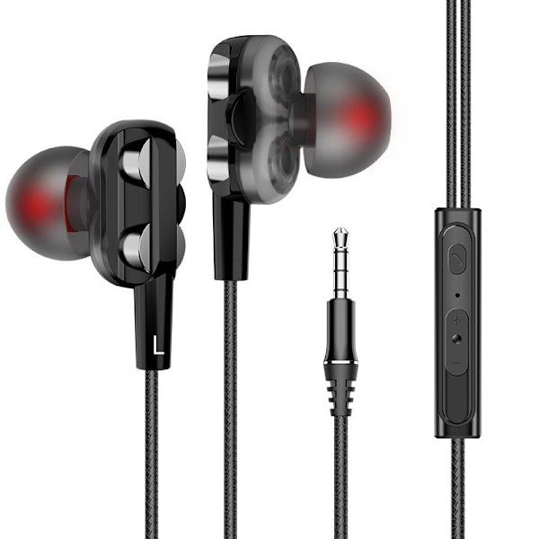 In-ear trådbundna hörlurar med in-line kontrolljustering Svart [dubbla högtalare]