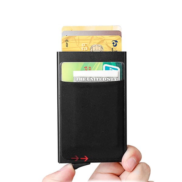 Pop-up kortholder aluminium holder sort