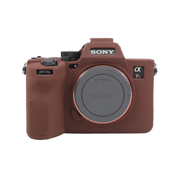 Etui til SONY A7R5 kamera Lychee-tekstureret silikoneetui (brown)