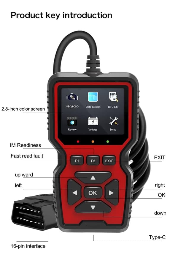 V519 Avansert OBD2 Diagnoseskanner - Kode Leser - Støtter OBD2/OBDII Protokoller