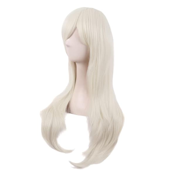 Peruukki Anime pitkä kihara peruukki 70CM (Platinanvaalea)