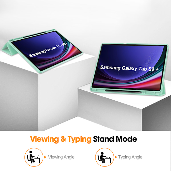 Fodral för Samsung Galaxy Tab S9 plus 12.4 2023 Enfärgat skyddsfodral Ljusgrön