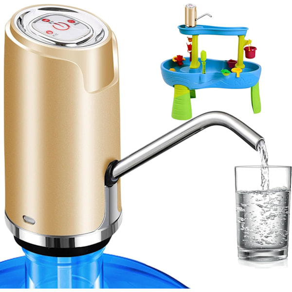 5 Gallon (ca. 5 liter) Vandpumpe til flaskevand, USB genopladelig pumpe (guld)