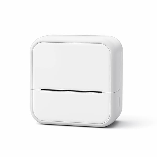 Bluetooth termisk skriver, etikettskriver med 5 ruller etikettpapir (hvit)