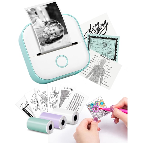 Bærbar Termisk Printer Blækfri Bluetooth Sleeve Printer Til Læring af Grafik, Anatomiske Diagrammer, Fotosgrøn