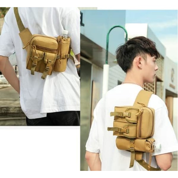 Mavetaske med vandflaskeholder til vandreture (Khaki)