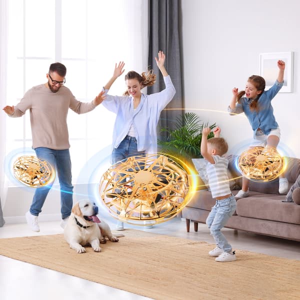 Flyvende bold, mini boomerang drone, UFO sensorfly (guld)