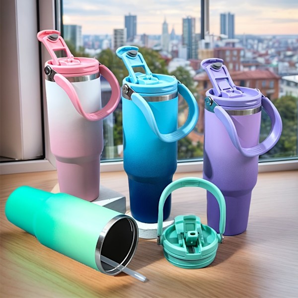 Rostfri Gradient Isolerad Sportvattenflaska 900ML Grön