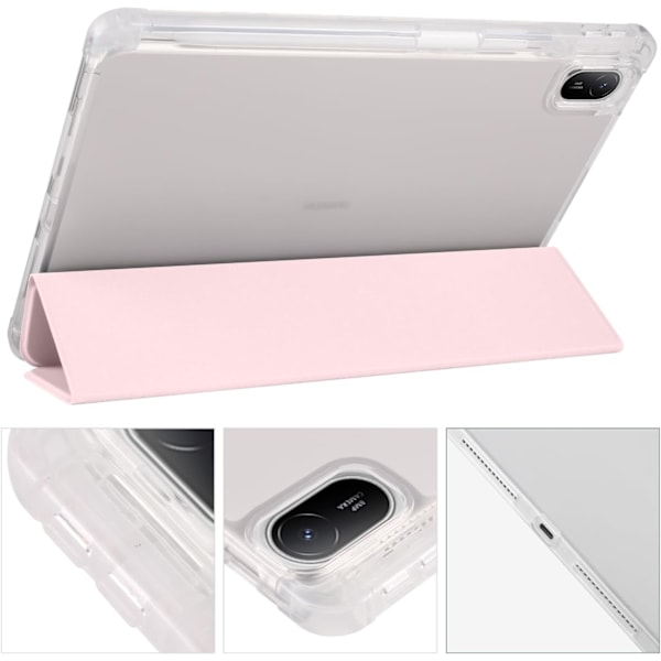 Fullständigt Skydd Transparent Baksida Ställfodral för Xiaomi Redmi Pad Pro 12.1 Tum med Auto Wake/Sleep Funktion Rosa