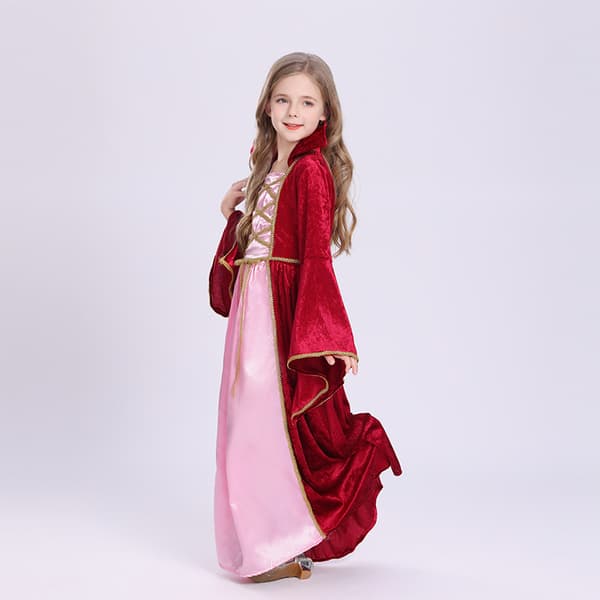 häxa vampyrdräkt vinröd (XL 140-150CM)
