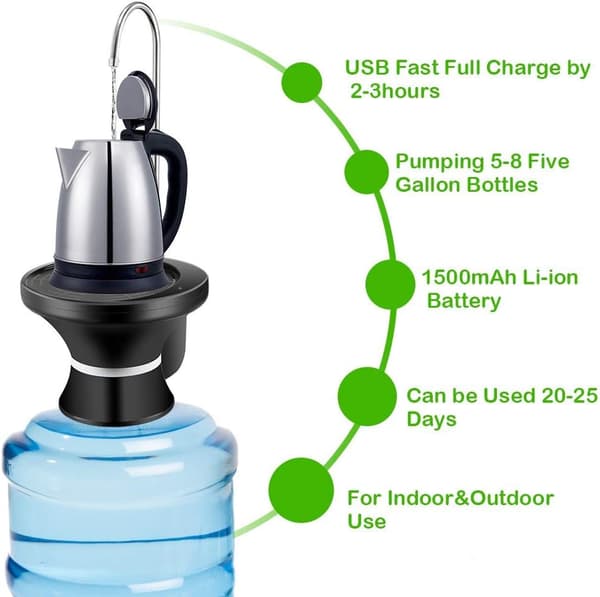 Dricksvatten Dispenser Pump svart, för 1-5 Gallon Vattenbehållare