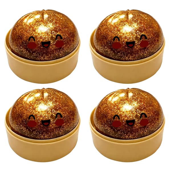 4-pak Dumpling Squishy Stressbold, Glitterbold Squishy, Sensorisk Klemmelegetøj til Stresslindring (Bronze)