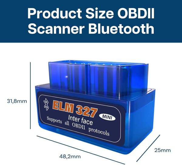 OBD2 Scanner Bluetooth - Bilscanner Kompatibel med iOS, iPad og Android – Mini V2.1 Blå