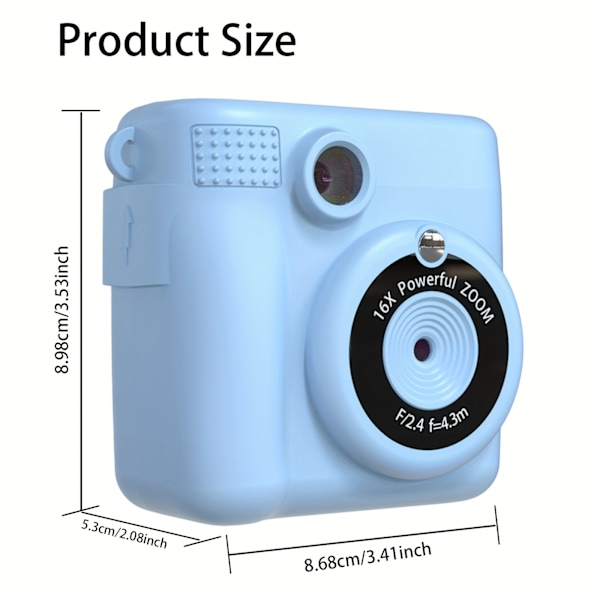 Digitalt Kamera Børn Instant Print Kamera 32Gb Blå