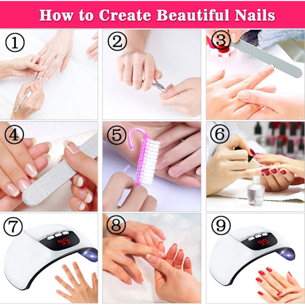 Nagelborr Set, Professionell Gel Nagelkit, 15 Delar Nagelkonst Penslar rosa