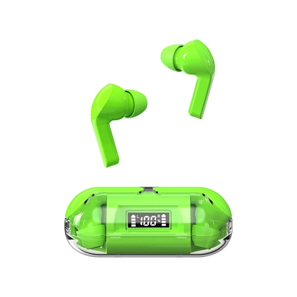 Aidot langattomat Bluetooth-kuulokkeet F80 digitaalinäytöllä, Bluetooth, läpinäkyvä kotelo, vihreä