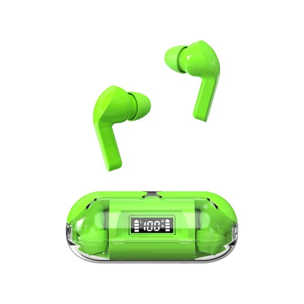 True Wireless Bluetooth Hörlurar F80 digital display bluetooth transparent fodral Grön