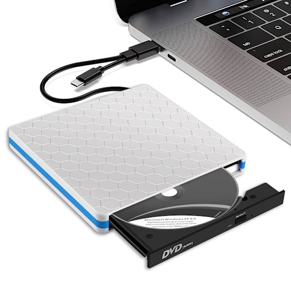 Ulkoinen CD DVD -asema, kannettava tyyppi C ja USB 3.0 CD-RW DVD-R -yhdistelmäpoltinsoitin (SININEN)