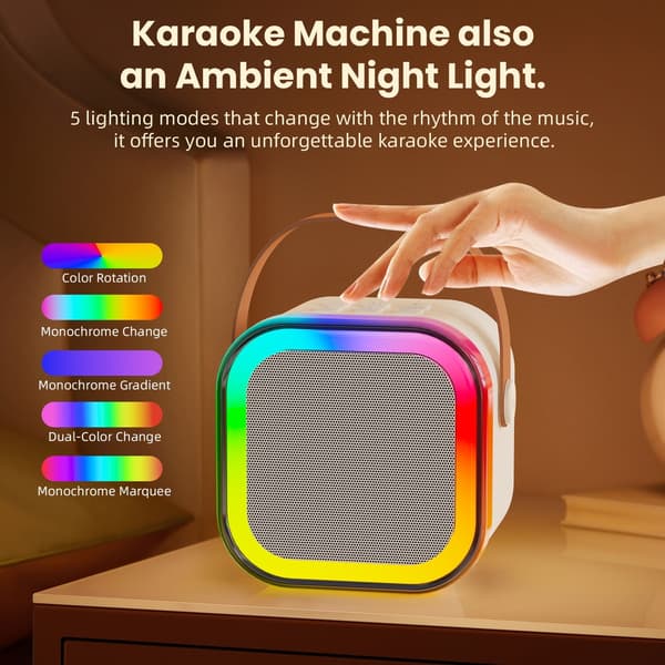Mini Karaoke-laite lapsille, Bluetooth-kaiutin (Beige)